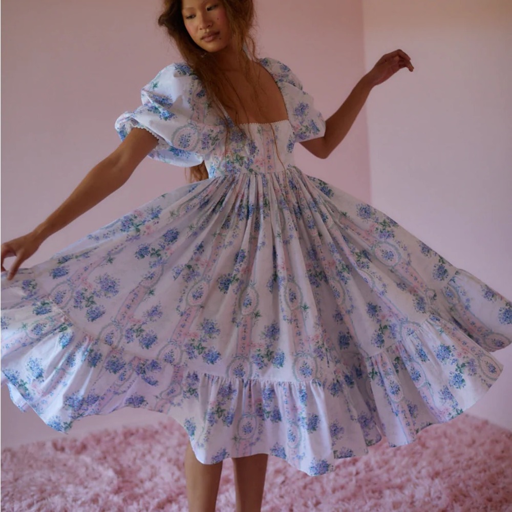 SELKIE La Belle et Toile French Puff Dress in Cotton